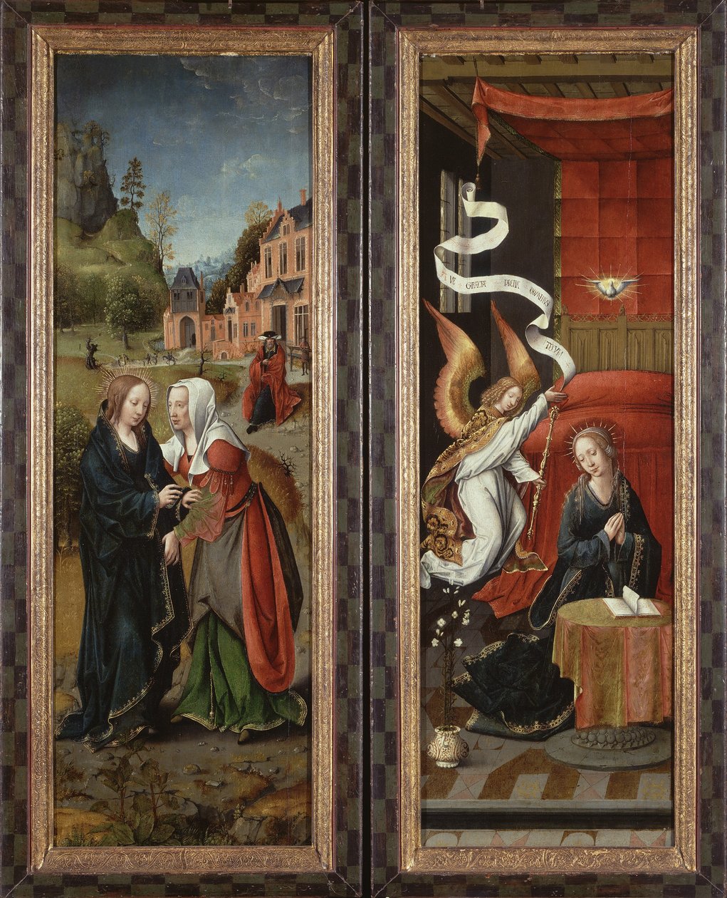 Besöket och tillkännagivandet (olja på panel) av Flemish School