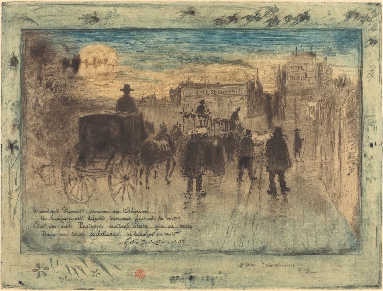 Begravningsprocession på Boulevard de Clichy av Felix Hilaire Buhot