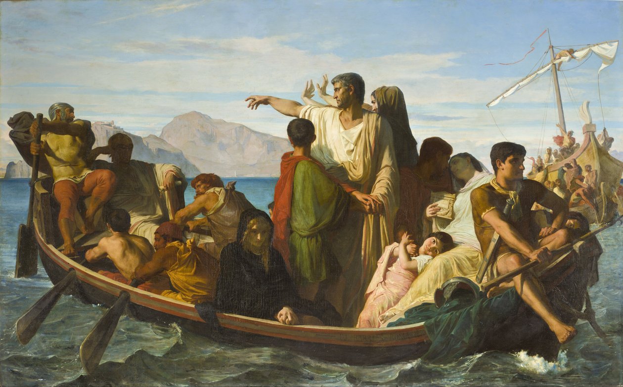 Tiberius landsförvisar av Félix Joseph Barrias