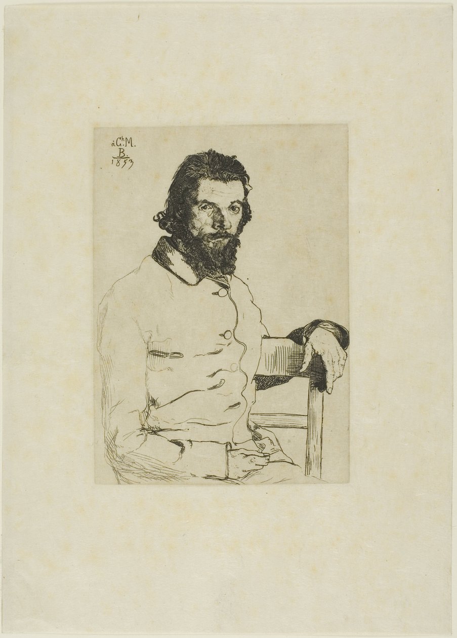 Porträtt av Meryon av Félix Henri Bracquemond