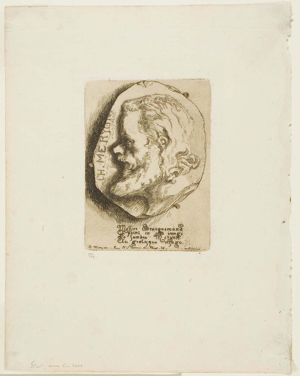 Profilporträtt av Charles Meryon av Félix Henri Bracquemond