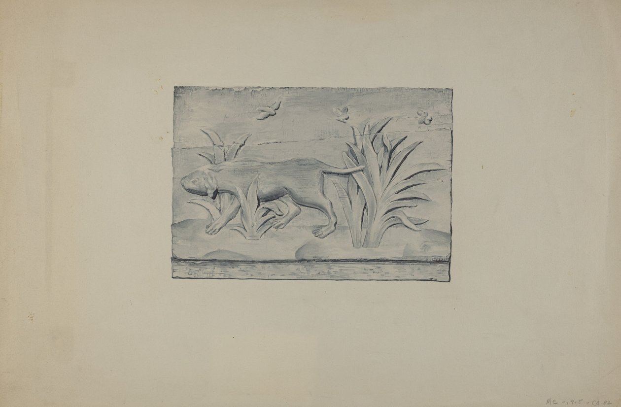 Reliefpanel av hund av Flora Merchant