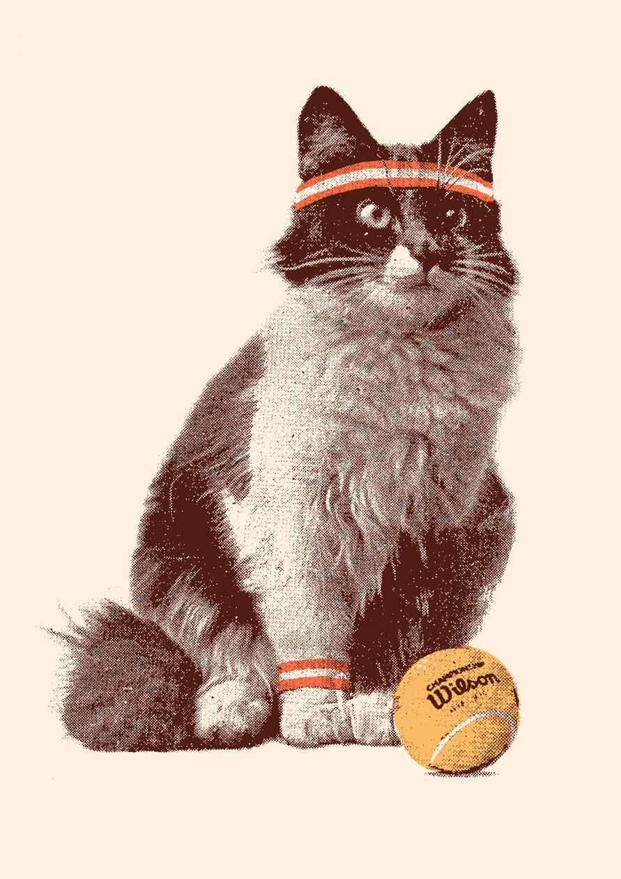 Tennis Cat, 2021 (digital) av Florent Bodart