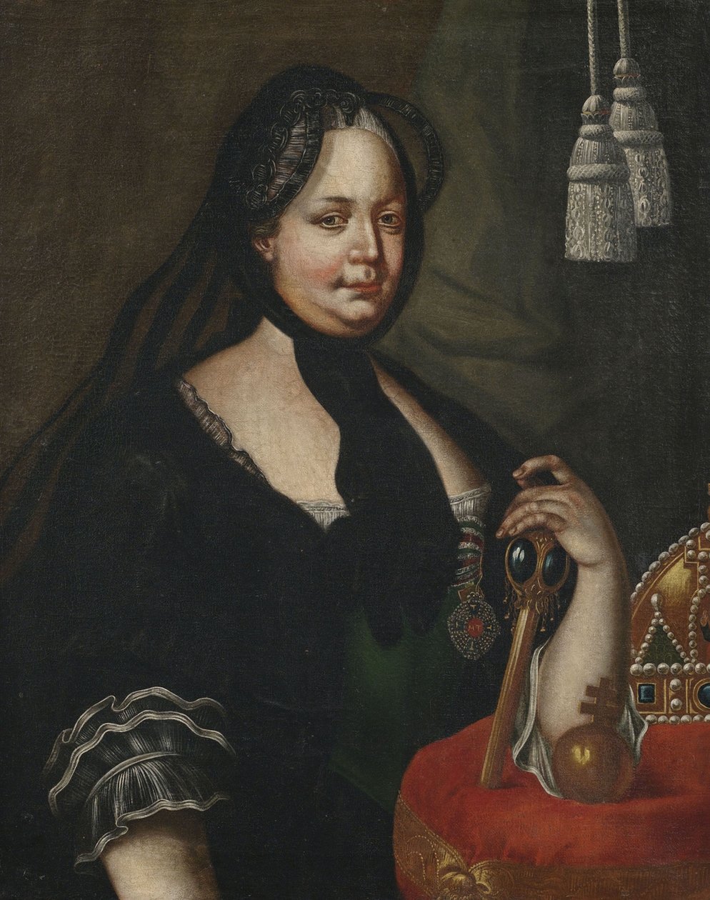 Kaiserin Maria Theresia in Witwentracht av Follower of Joseph Ducreux