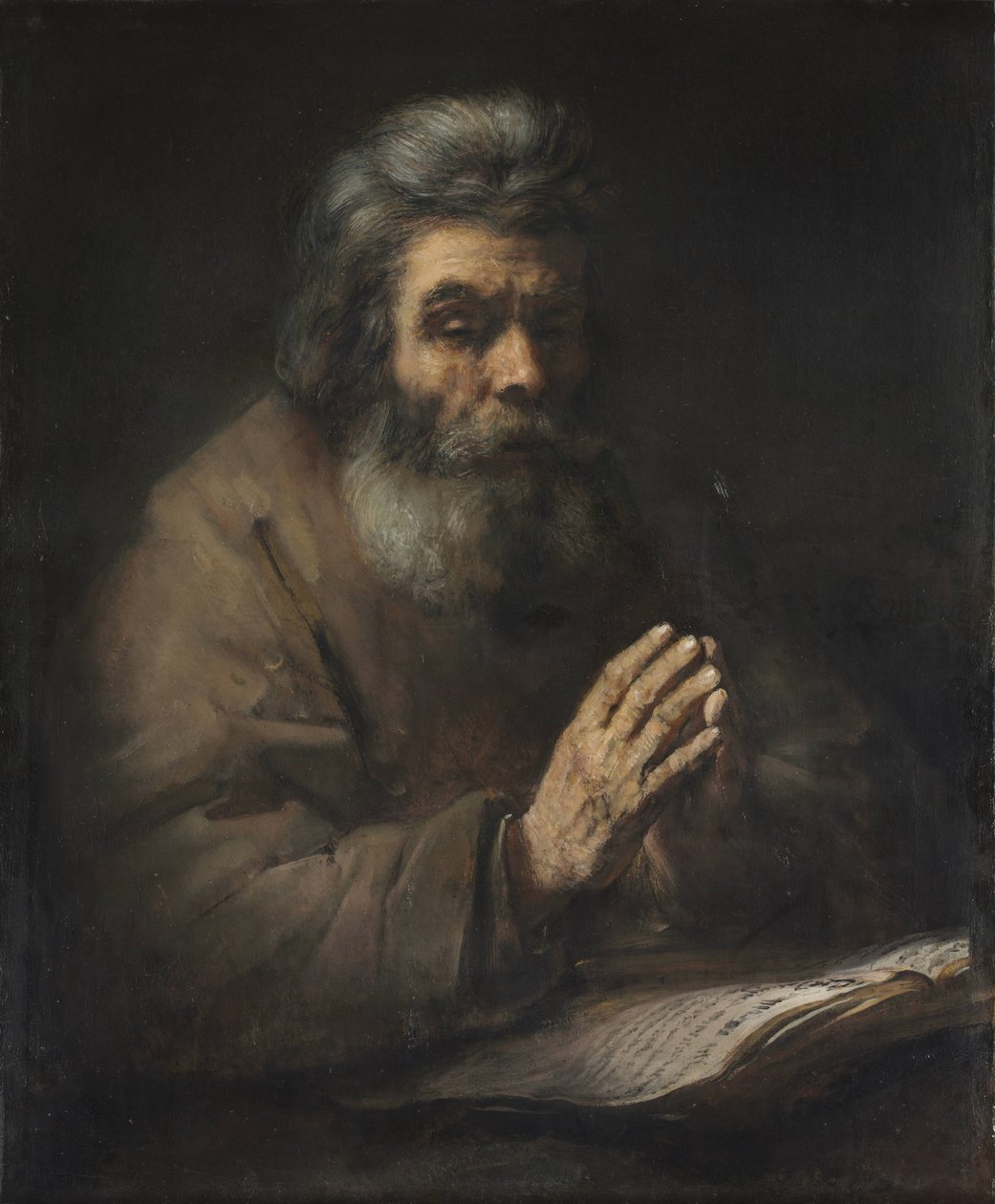An Elderly Man in Prayer av Follower of Rembrandt