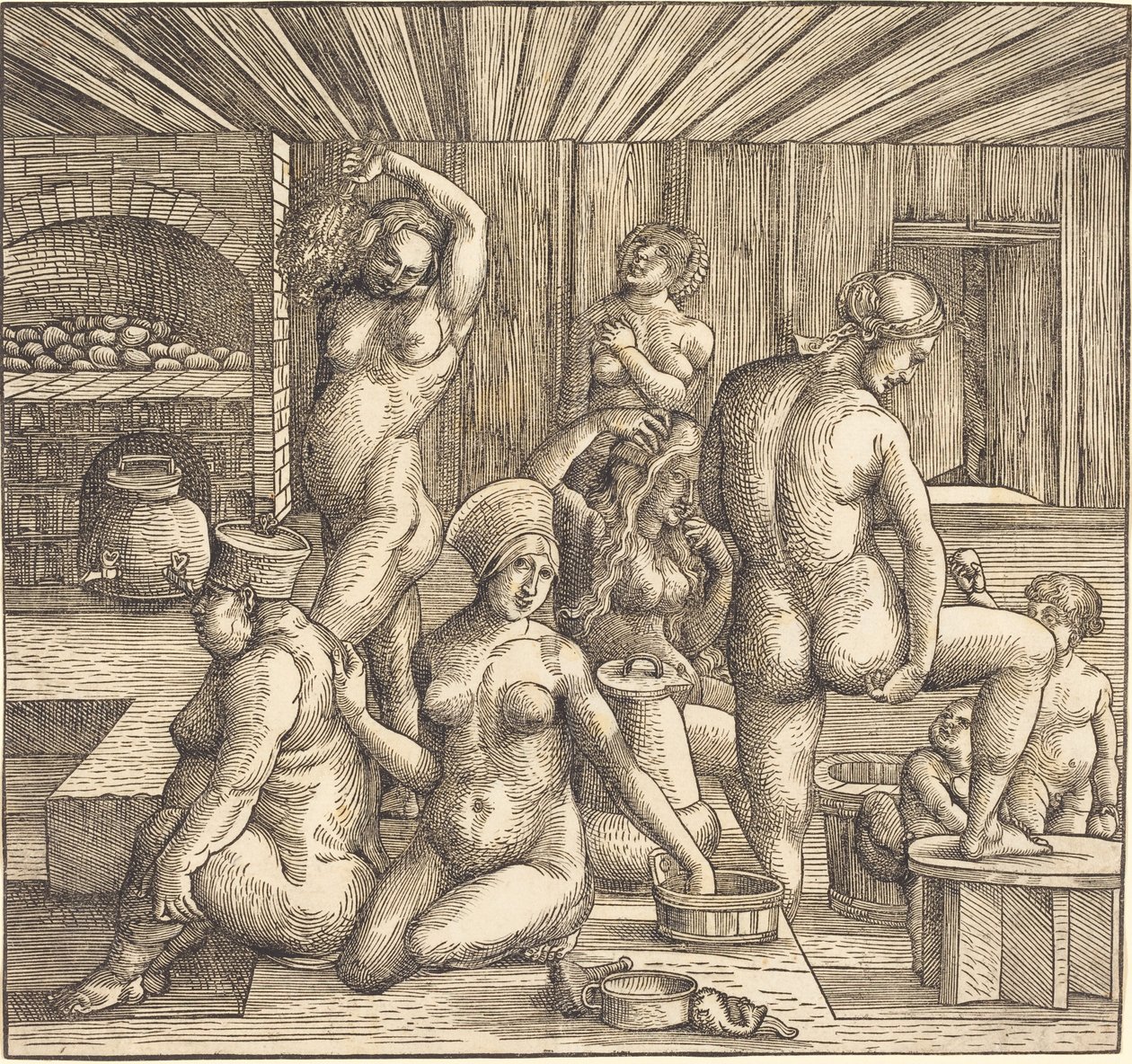 Tyska: Frauenbad Bad för kvinnor av Follower of Albrecht Durer