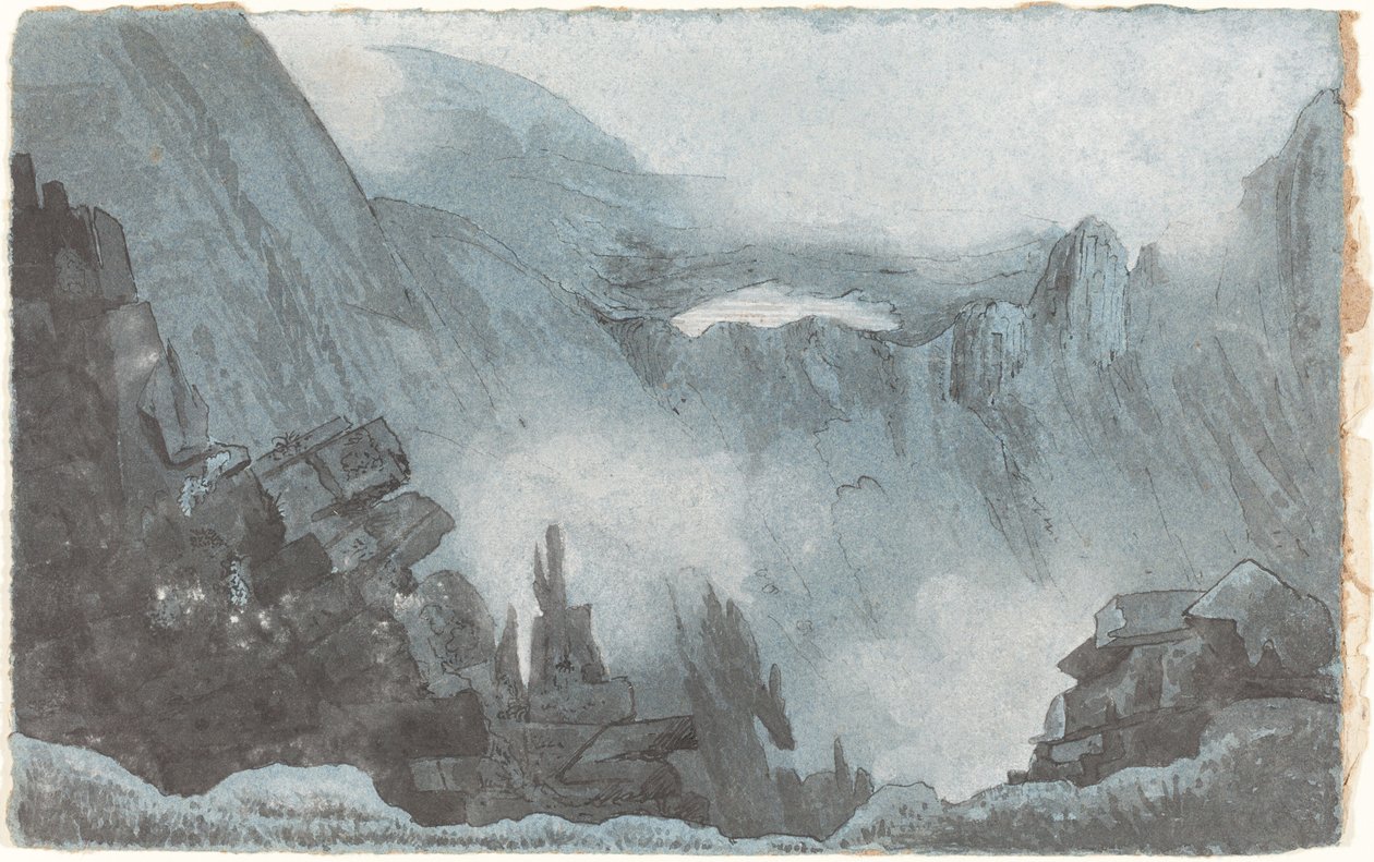 Bergsscen med stenar av Follower of John Sell Cotman