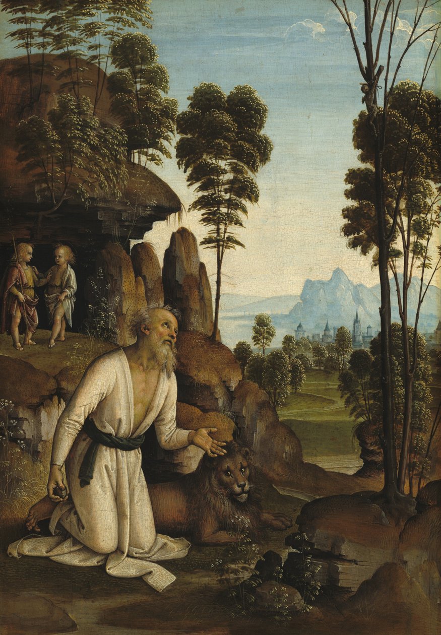 Saint Hieronymus i vildmarken av Follower of Pietro Perugino