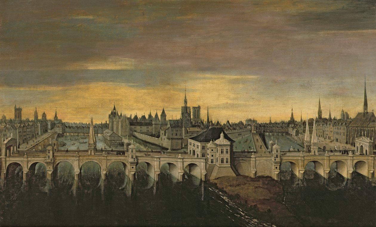 Design för konstruktionen av Pont-Neuf, c.1577 av Fontainebleau School