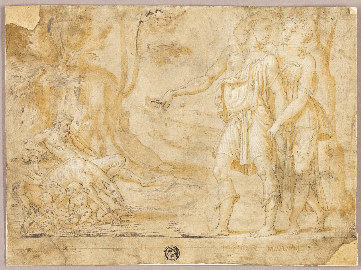Faustulus och Merentia Upptäck Romulus och Remus av Fontainebleau School