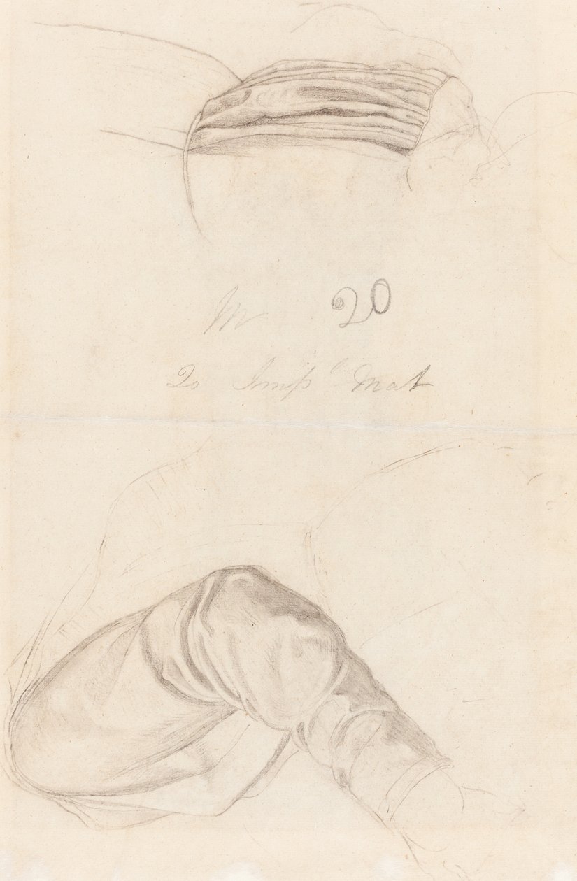 Två draperistudier [verso] av Ford Madox Brown