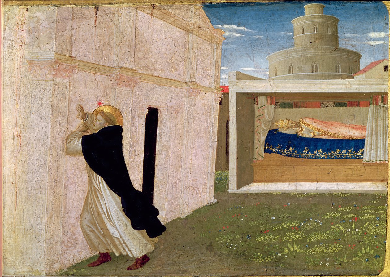 The Dream of Innocentius III, från predellapanelen av Jungfruns kröning, c.1430-32 (tempera på panel) av Fra Angelico