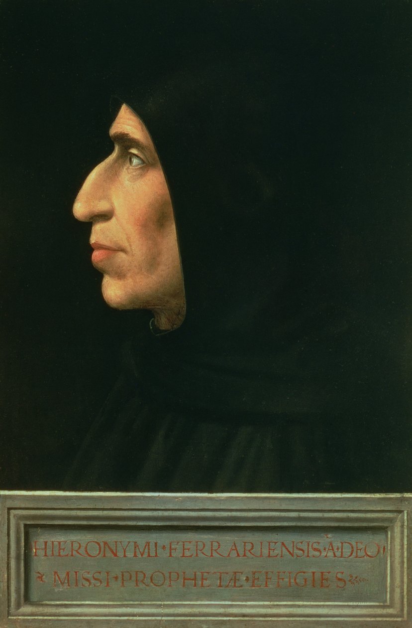 Porträtt av Savonarola (panel) av Fra Bartolommeo