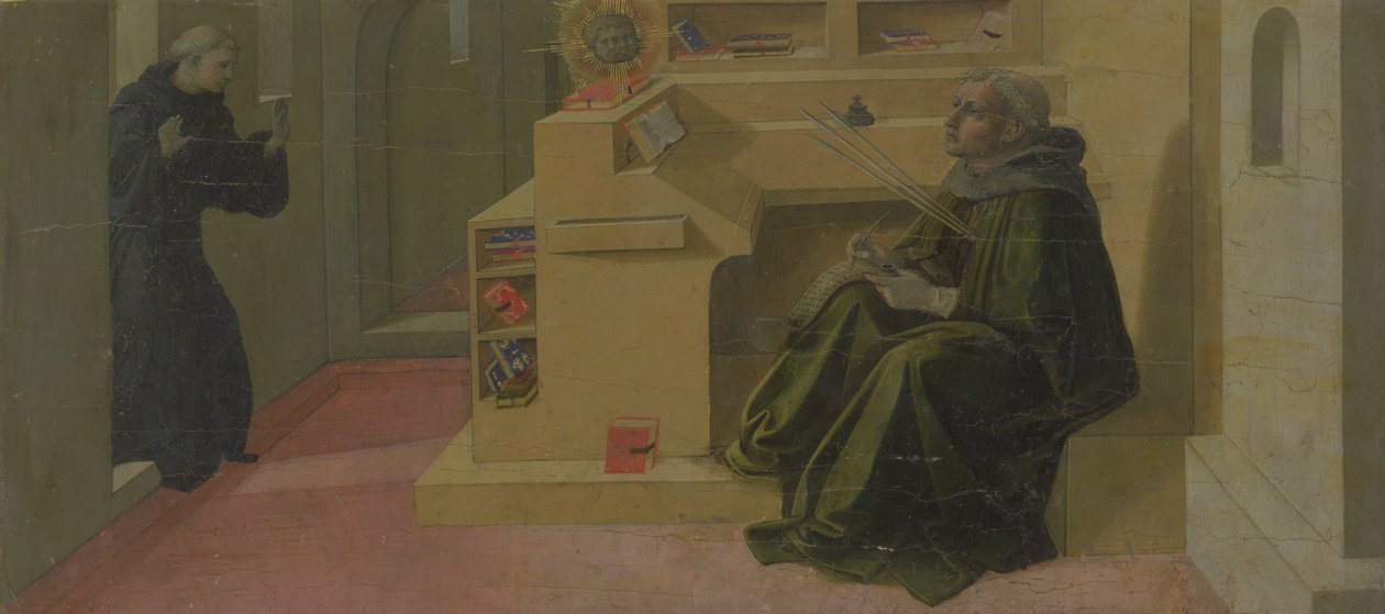 St. Augustinus i hans studie (predella av Barbadoris altartavla) av Fra Filippo Lippi