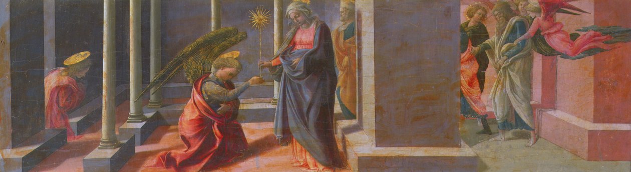 Annonciationen (predella i Barbadori altartavlan) (tempera på panel) av Fra Filippo Lippi