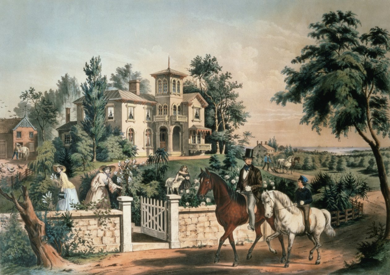 Amerikanskt lantliv, graverat av Nathaniel Currier (1813-88) pub. av Currier och Ives, New York, 1855 av Frances Flora Bond Palmer