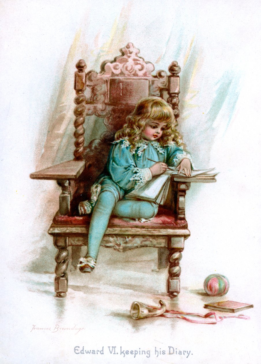 Edward VI, för sin dagbok, 1897. av Frances Brundage