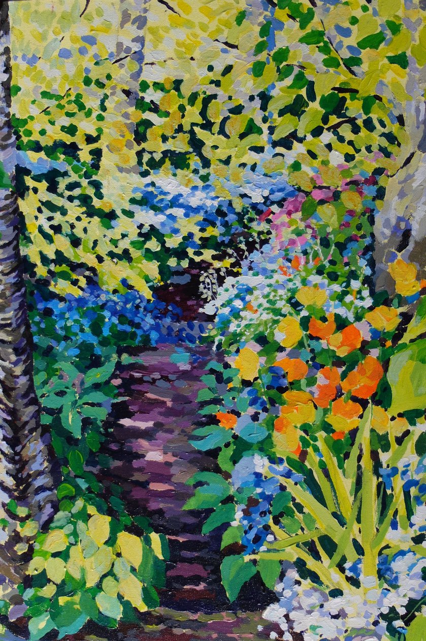 Blue Bell Path, 2020 (akryl på duk) av Frances Naggs