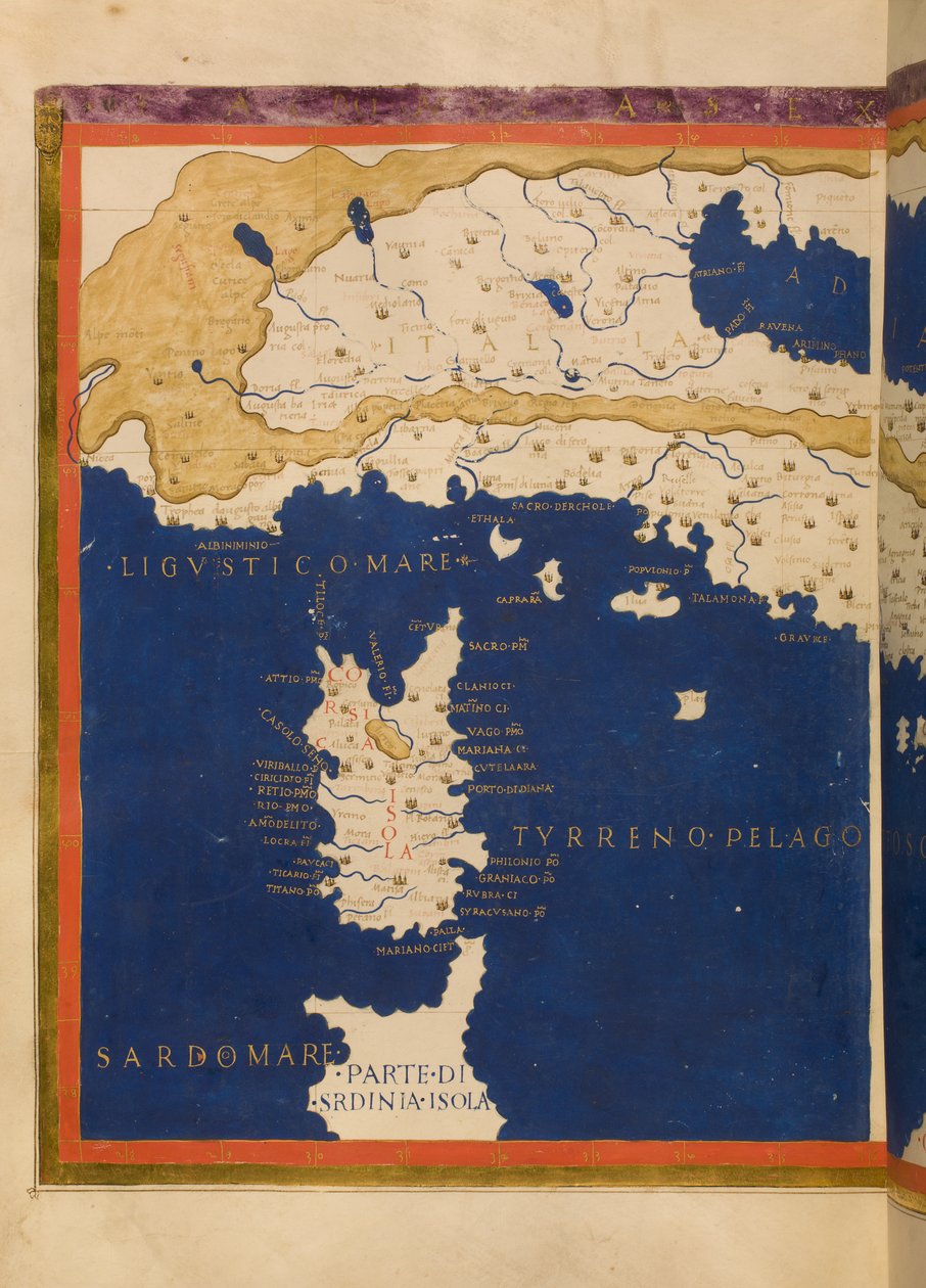 Karta över Italien baserad på Ptolemy Geographia, 1480 (se även 3496135) av Francesco Berlinghieri