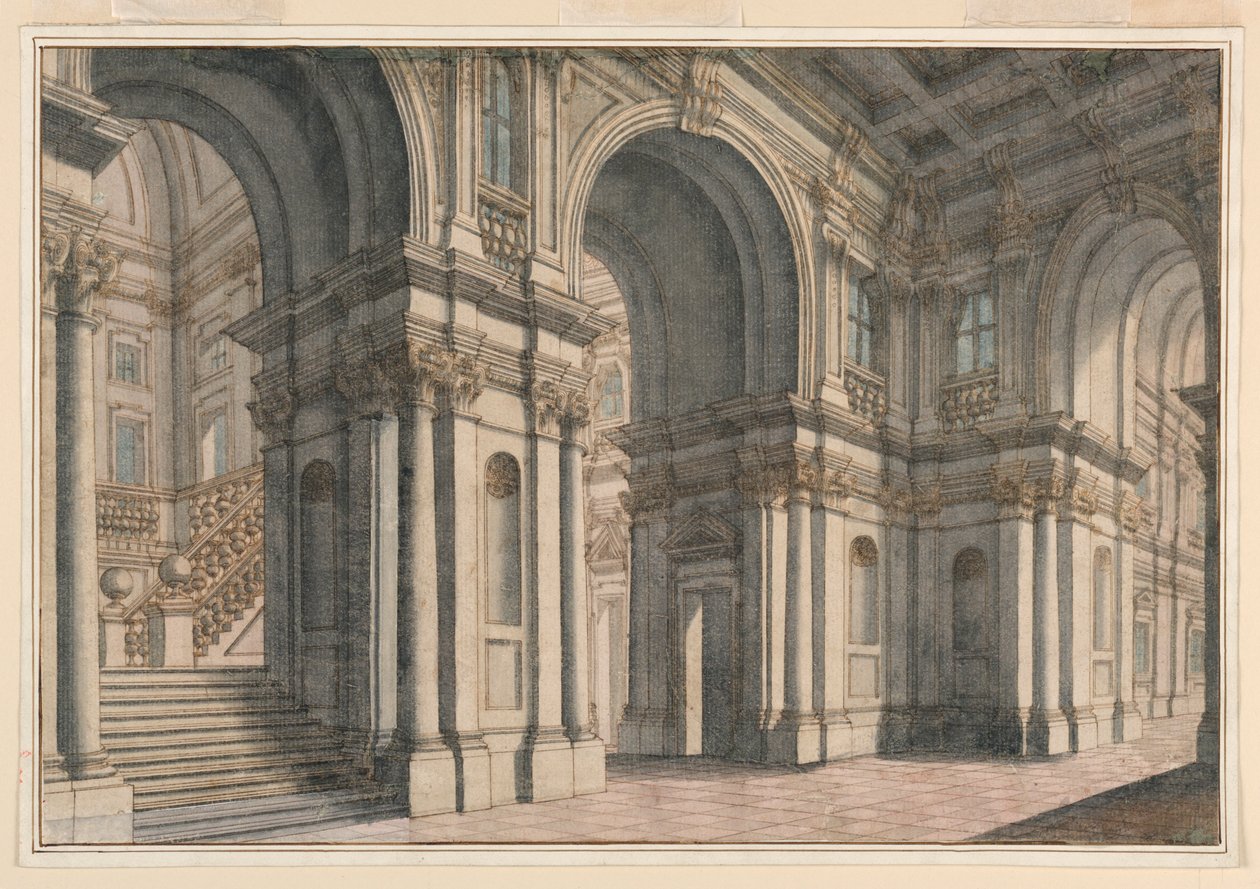 Ritning, scendesign av Francesco Galli Bibiena