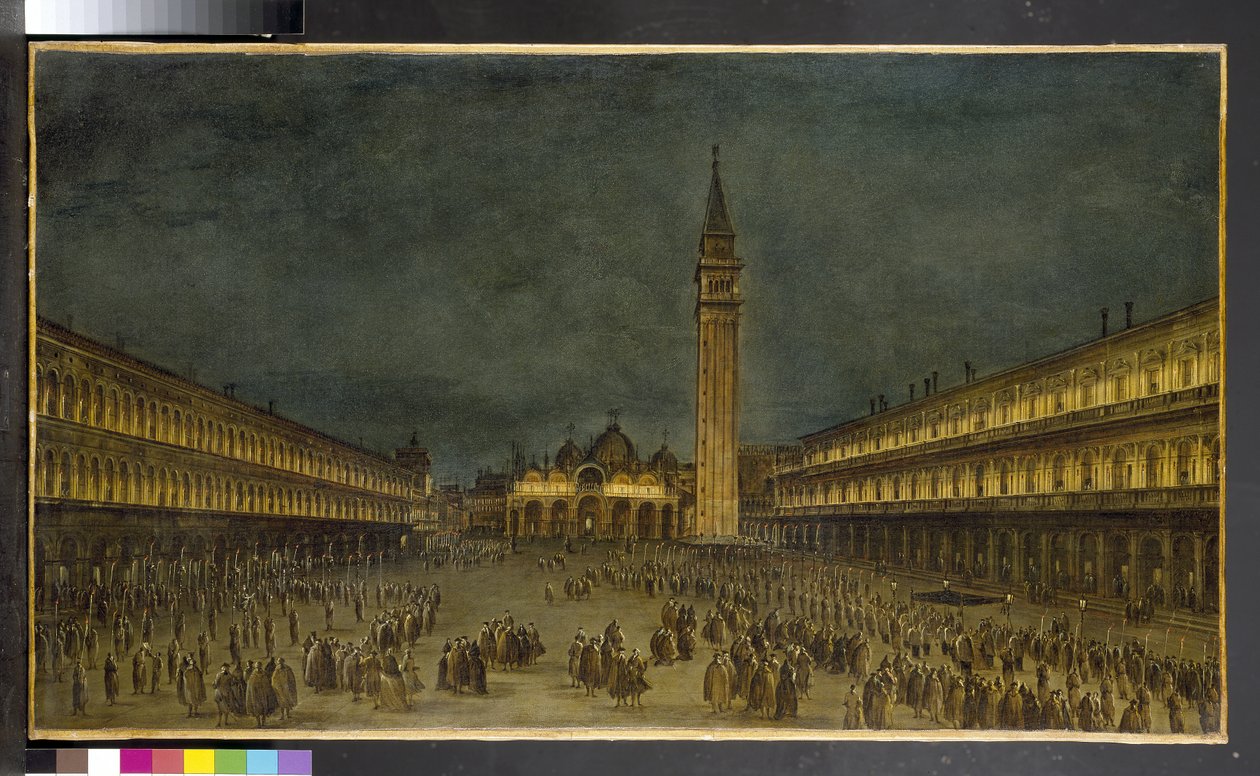 En nattprocession på Piazza San Marco, 1750-60 av Francesco Guardi