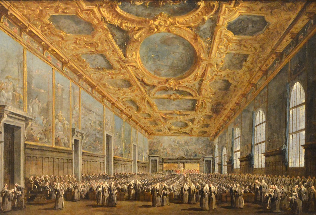 Dogen av Venedig tackar Storrådet av Francesco Guardi