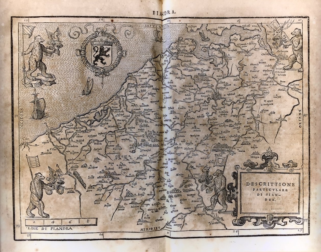 Karta över Flandern publicerad av Francesco Guicciardini