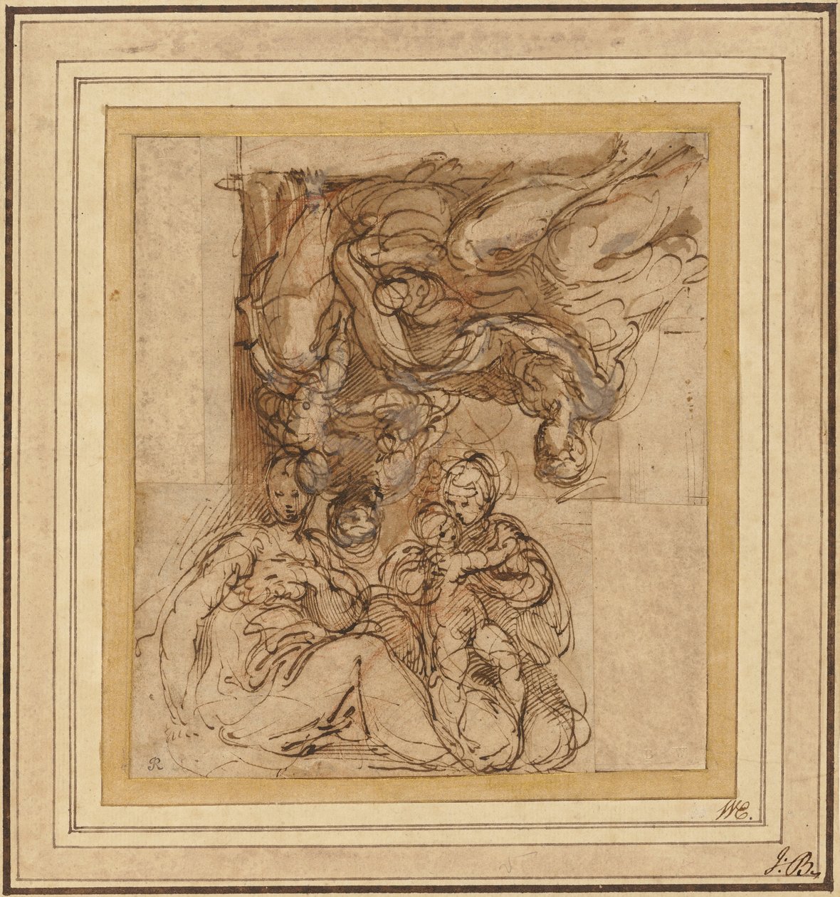 Two Studies for a Holy Family av Parmigianino