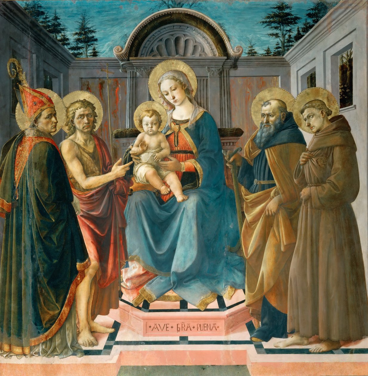Jungfrun och barnet mellan Saint Zenobe av Francesco Pesellino