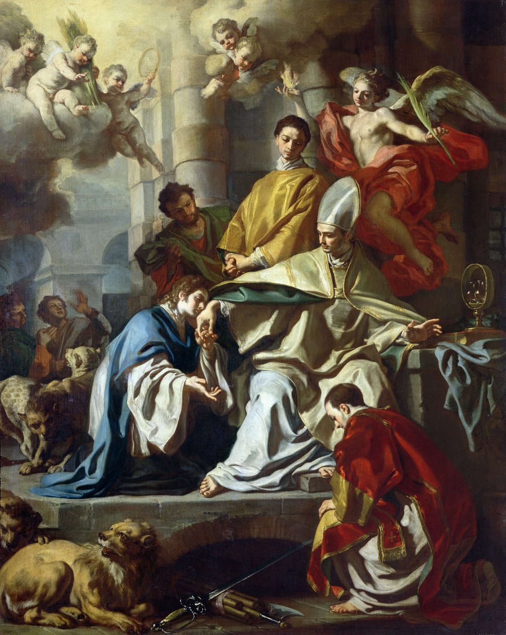 S:t Januarius besöktes i fängelset av Proculus och Sosius av Francesco Solimena