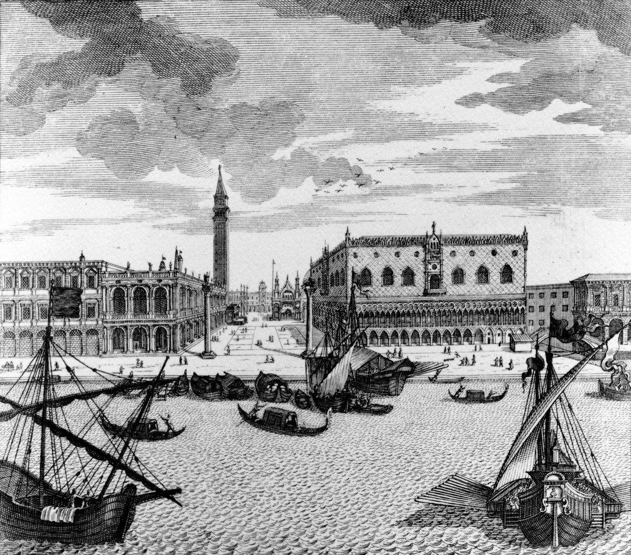 Utsikt över Markusplatsen från lagunen, Venedig av Francesco Zucchi