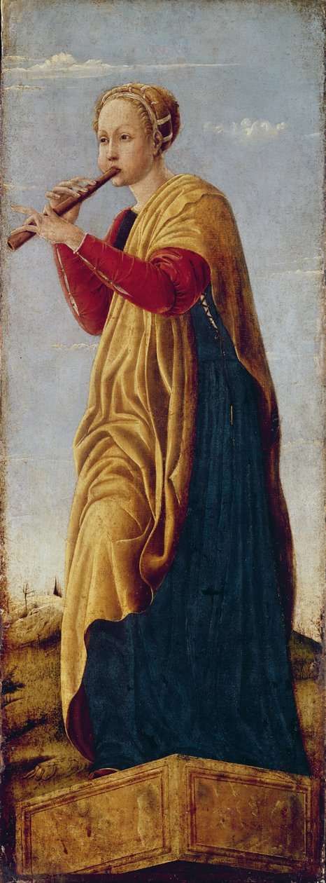 Muse Euterpe (trä) av Francesco del Cossa