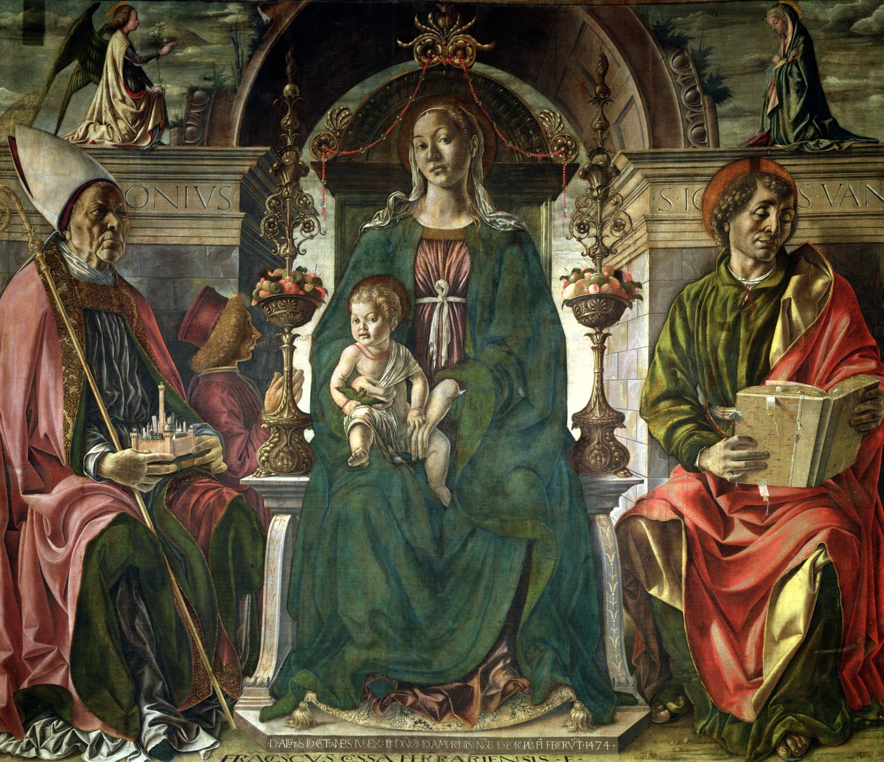 Jungfrun och de heliga, 1474 (olja) av Francesco del Cossa