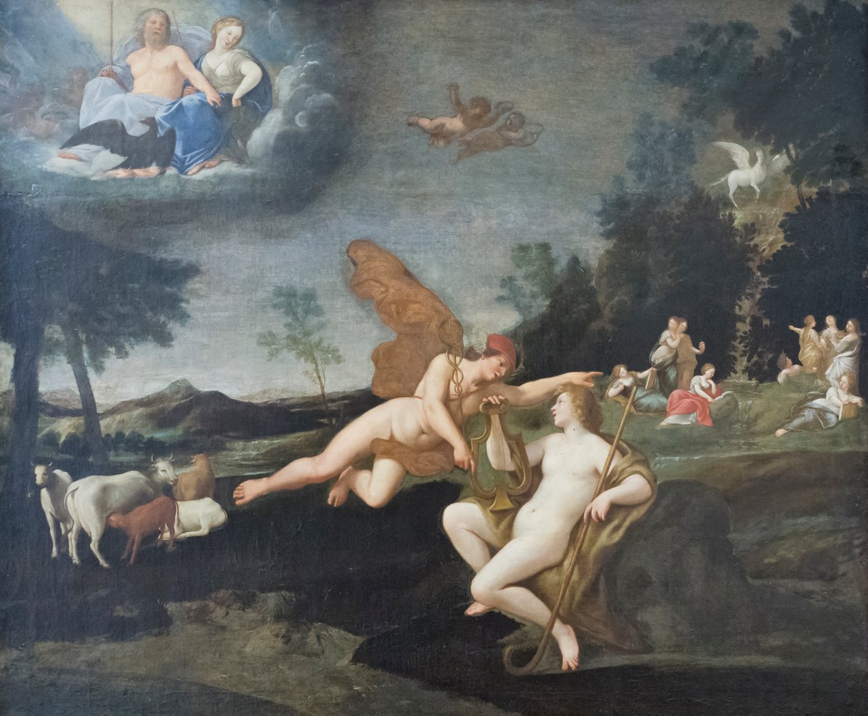Jupiter skickar Mercury till Apollo av Francesco Albani