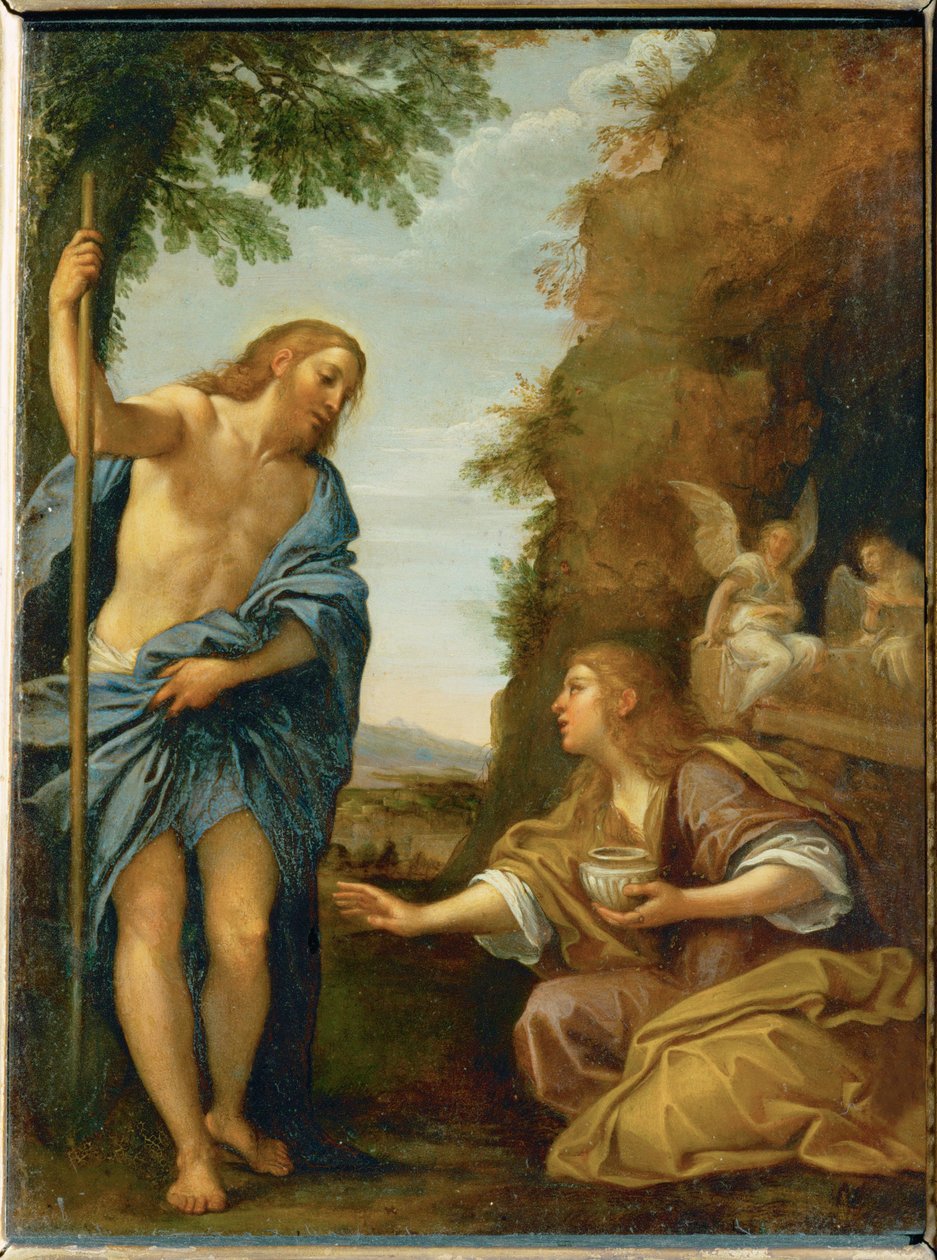 Kristus och Magdalena... av Francesco Albani
