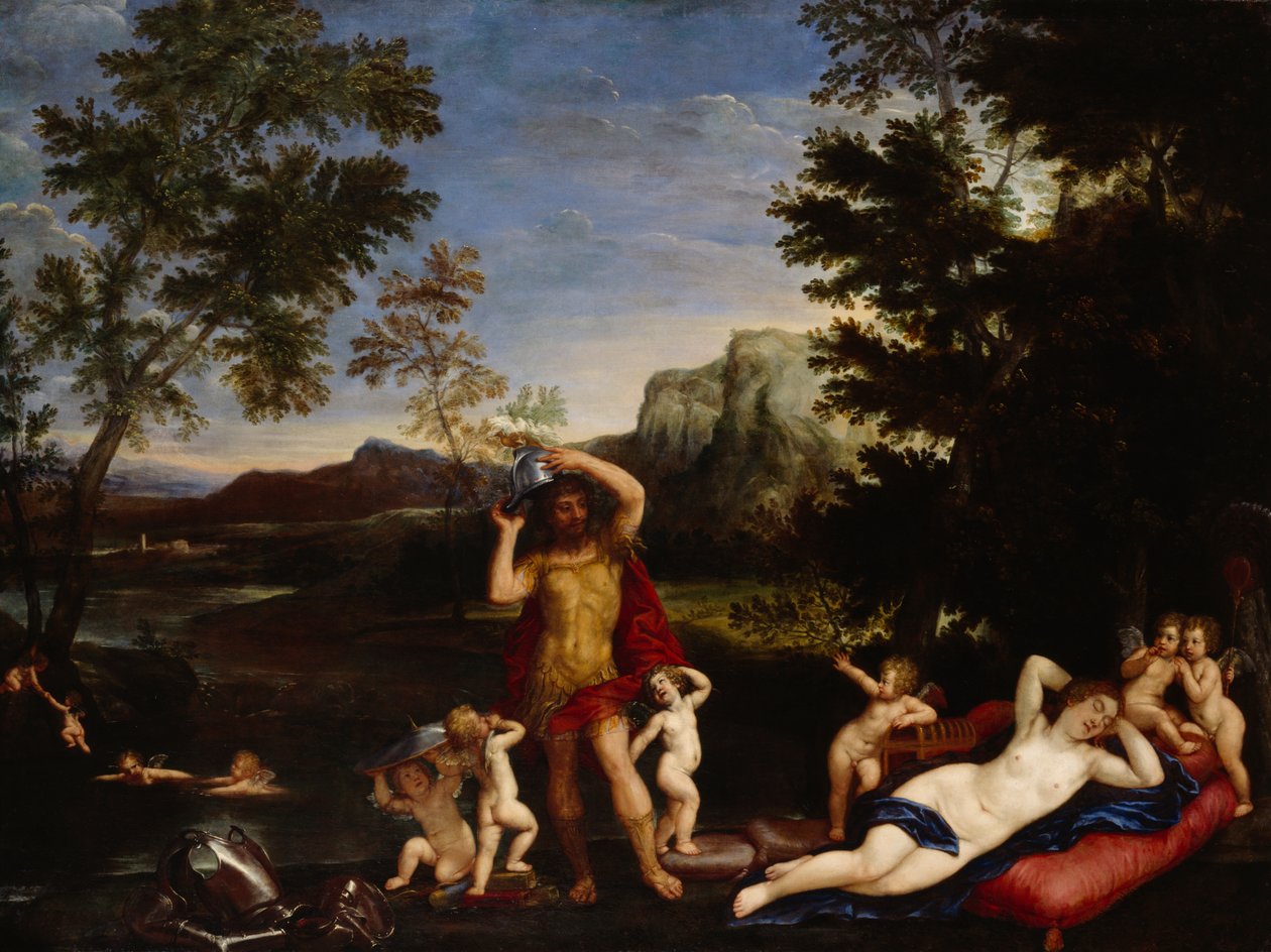 Venus och Mars (olja på duk) av Francesco Albani