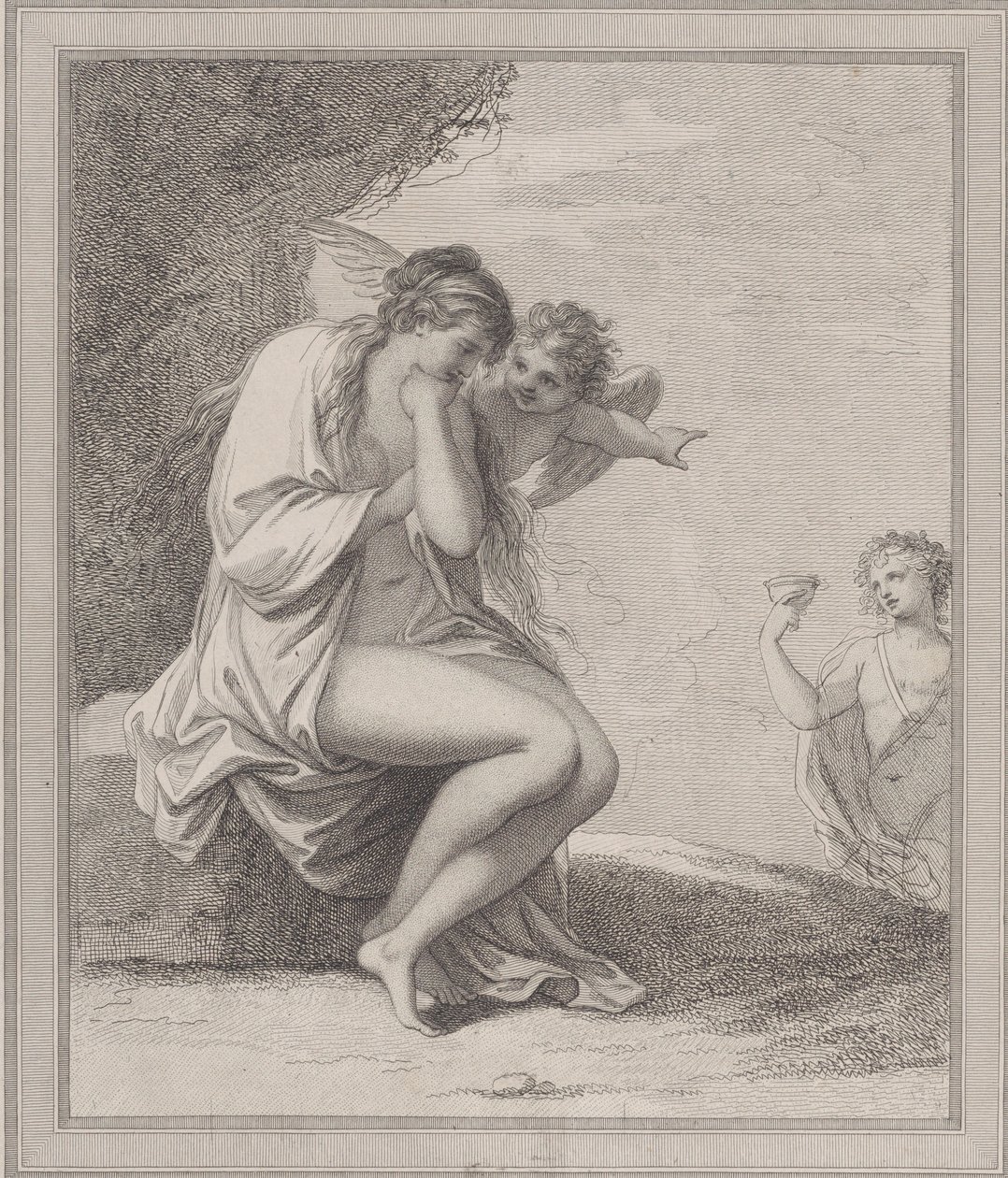 Ariadne, Amor och Bacchus, 1788. av Francesco Bartolozzi