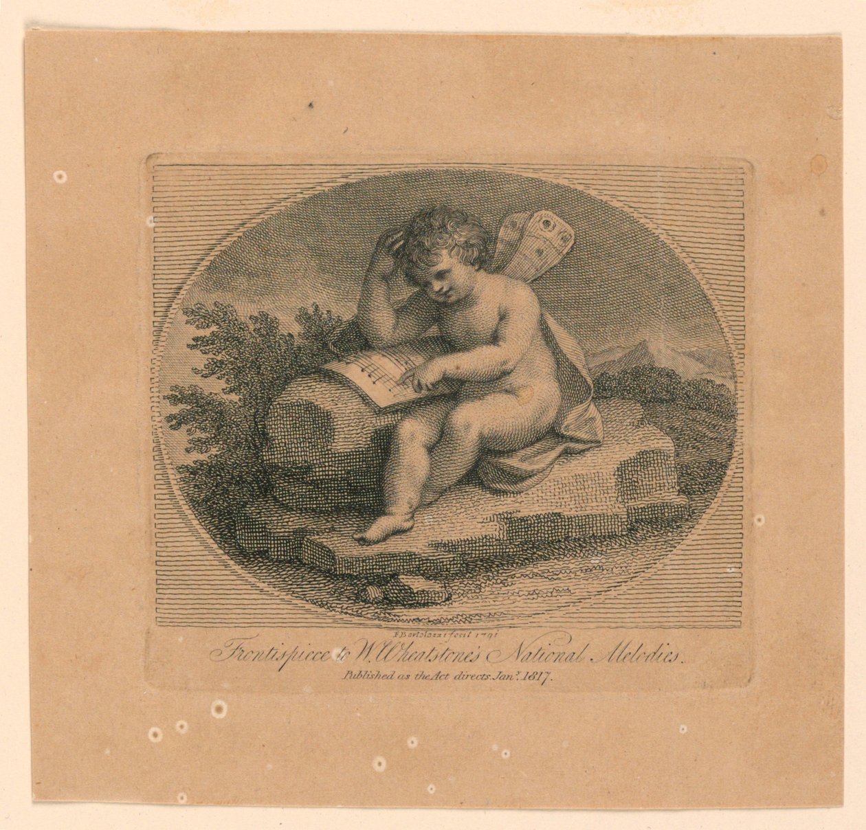 Frontispice, "Wheatstones nationella melodier" av Francesco Bartolozzi