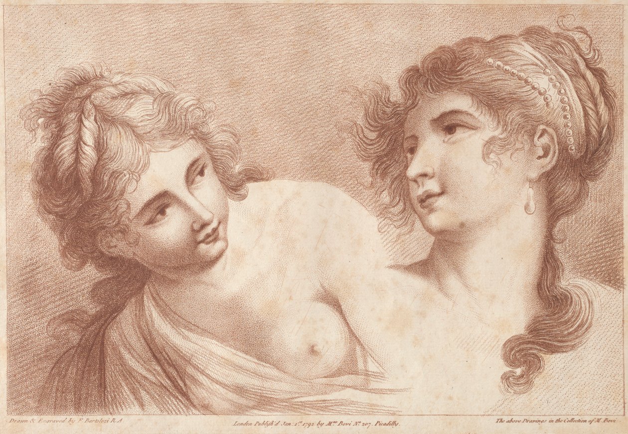 Heads of Two Women av Francesco Bartolozzi