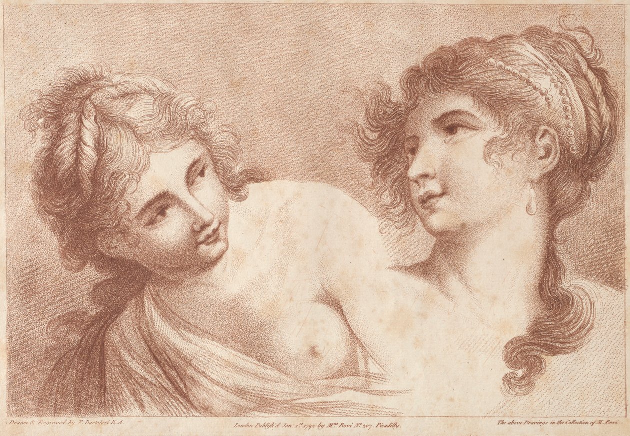 Två kvinnors chefer, 1792. av Francesco Bartolozzi