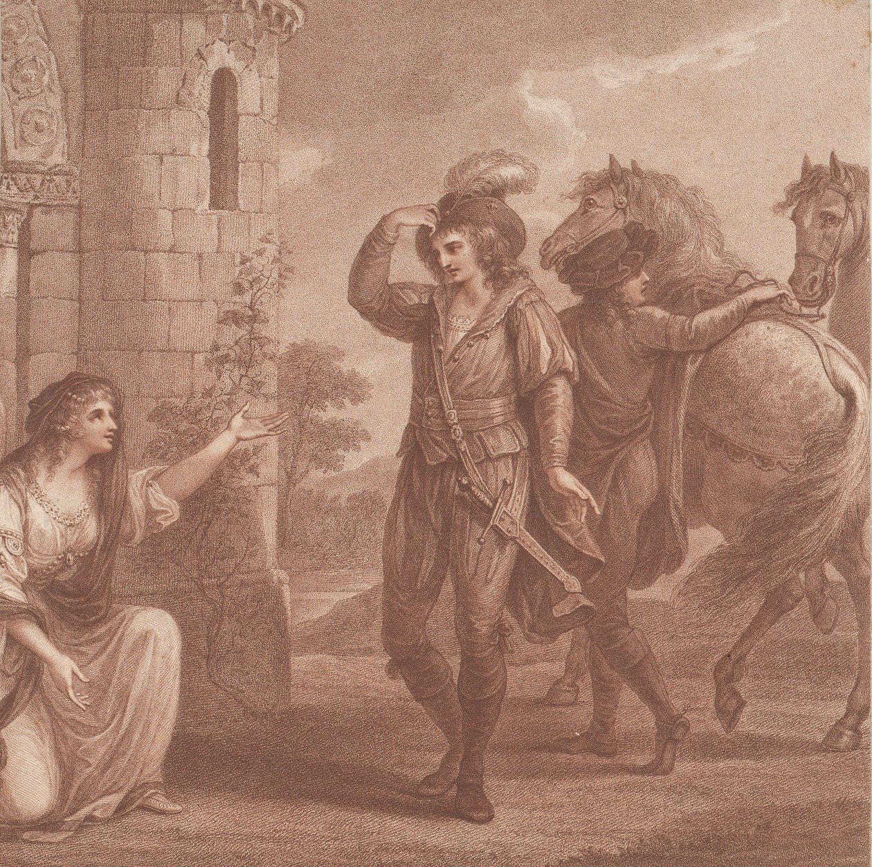 Prins Edmund, tillnamnet Ironside och Algitha, 1786. av Francesco Bartolozzi