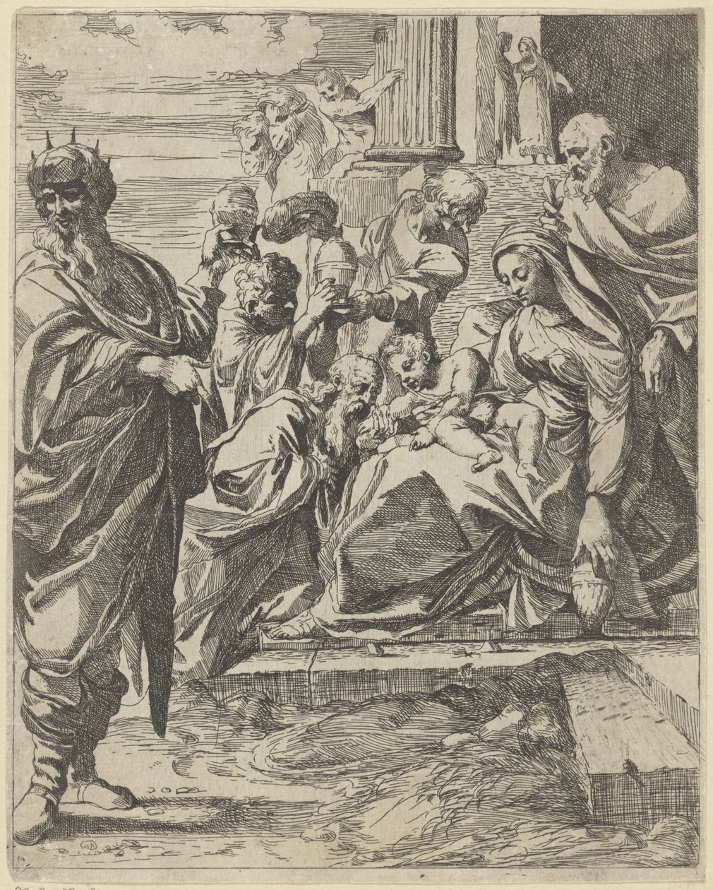 Tillbedjan av kungarna av Francesco Brizio (attributed to)
