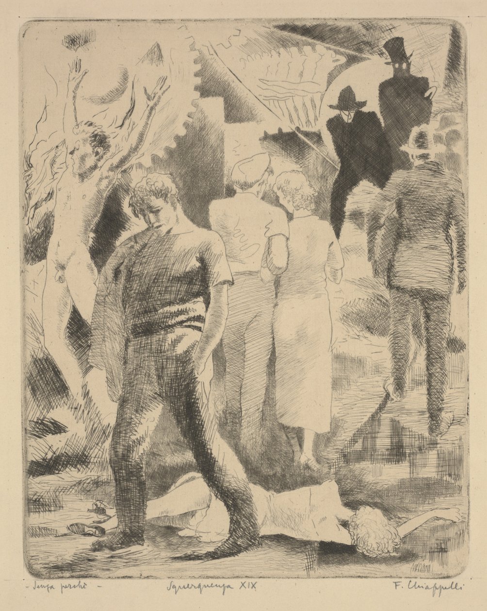 Utan skäl, ca 1920 (etsning) av Francesco Chiappelli