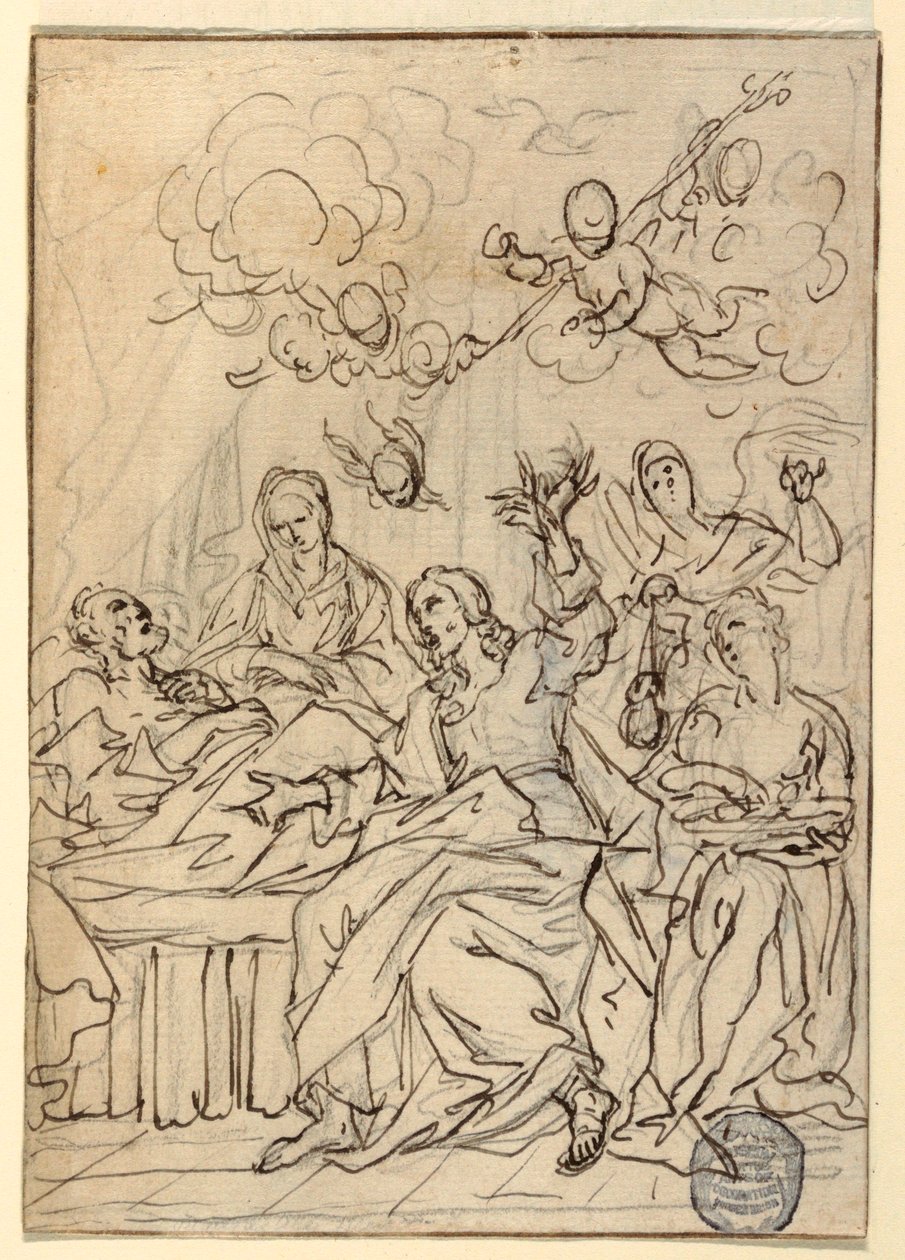 Teckning, S:t Josefs död, 1880 av Francesco Coghetti