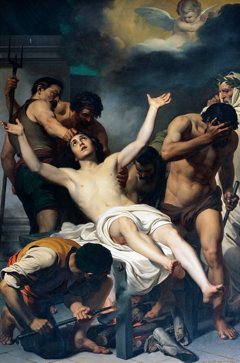 St Lawrences martyrskap av Francesco Coghetti