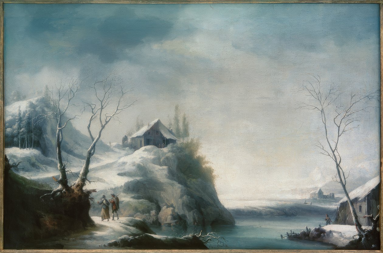 Vinterlandskap med resenärer av Francesco Foschi