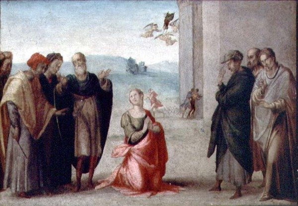 Martyrium av ett kvinnligt helgon (panel) av Francesco Granacci