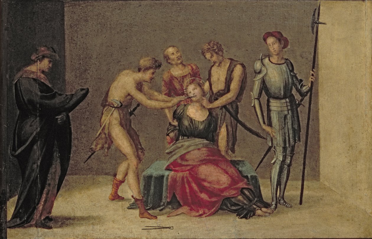 The Martyrdom of St. Apollonia (panel) av Francesco Granacci