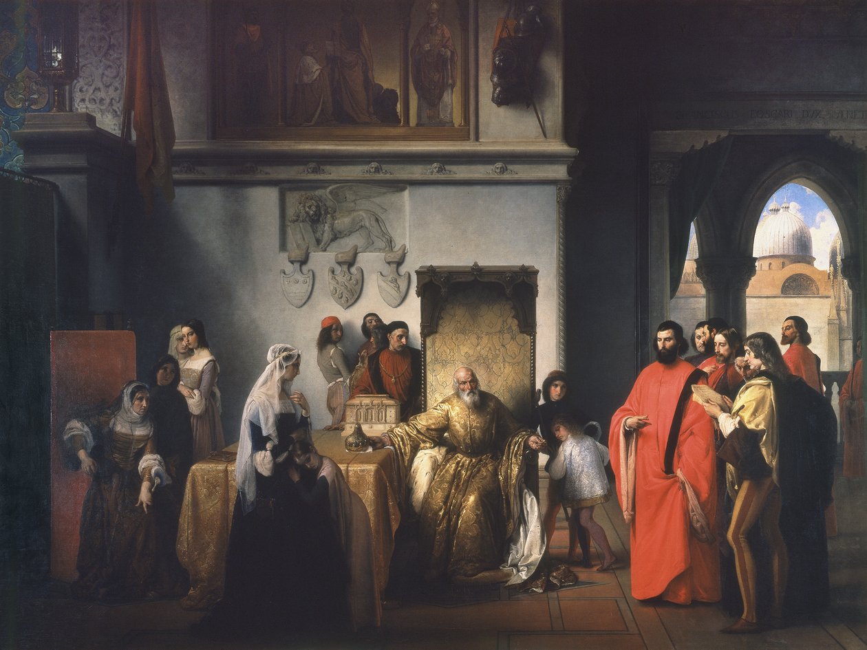 Doge Francesco Foscaris avlägsnande (The two Foscari) av Francesco Hayez