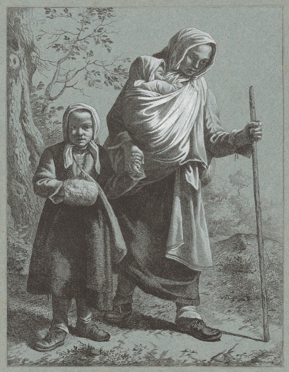 Bondekvinna med två barn, 1764. av Francesco Londonio